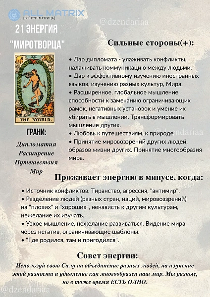 21 энергия в Матрице Судьбы